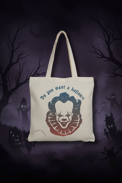 Do You Want a Balloon? | Pennywise Horror Canvas Tote Bag | Halloween Gift - The Bargains BasementDo You Want a Balloon? | Pennywise Horror Canvas Tote Bag | Halloween Gift