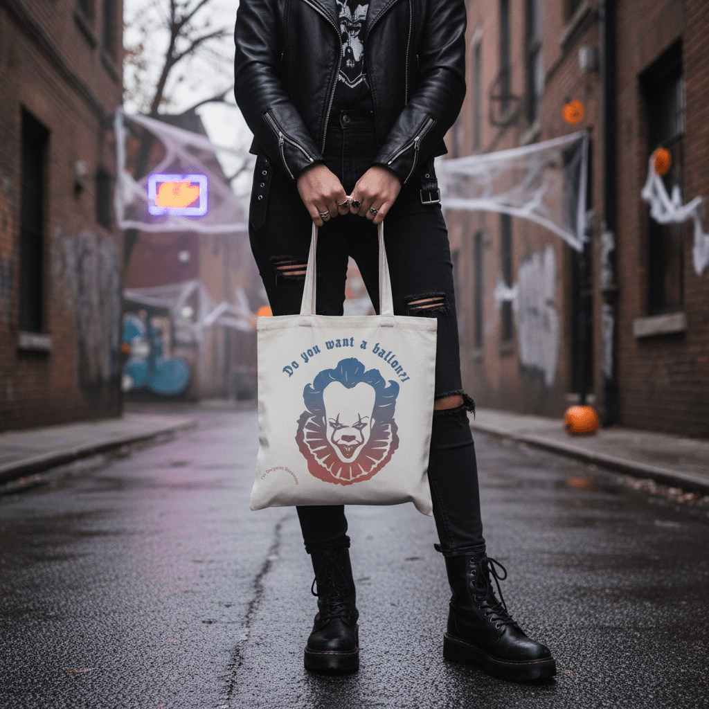 Do You Want a Balloon? | Pennywise Horror Canvas Tote Bag | Halloween Gift - The Bargains BasementDo You Want a Balloon? | Pennywise Horror Canvas Tote Bag | Halloween Gift
