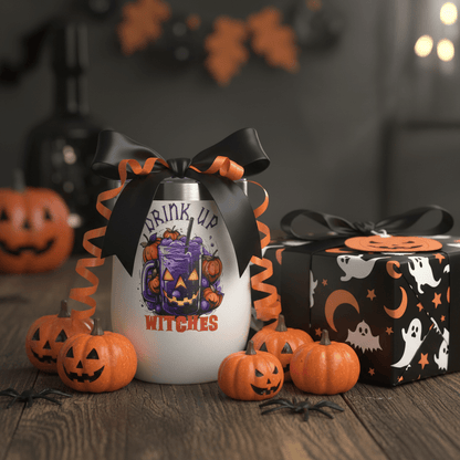 Drink Up Witches Halloween Stemless Wine Tumbler – Handmade - The Bargains BasementDrink Up Witches Halloween Stemless Wine Tumbler – Handmade