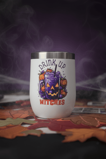 Drink Up Witches Halloween Stemless Wine Tumbler – Handmade - The Bargains BasementDrink Up Witches Halloween Stemless Wine Tumbler – Handmade