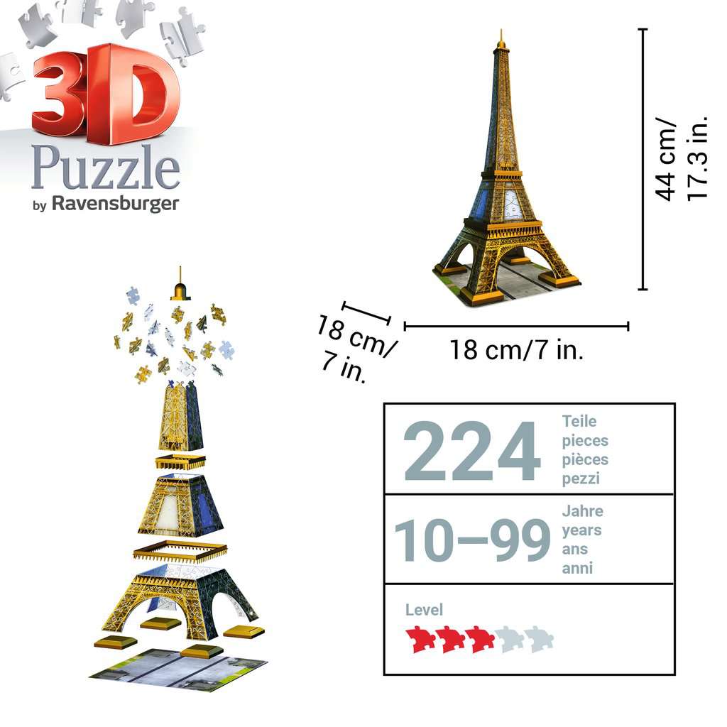 Eiffel Tower 224 Piece 3D Jigsaw Puzzle Ravensburger - The Bargains BasementEiffel Tower 224 Piece 3D Jigsaw Puzzle Ravensburger