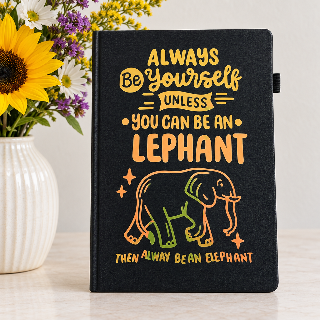 Elephant journal beside flowers