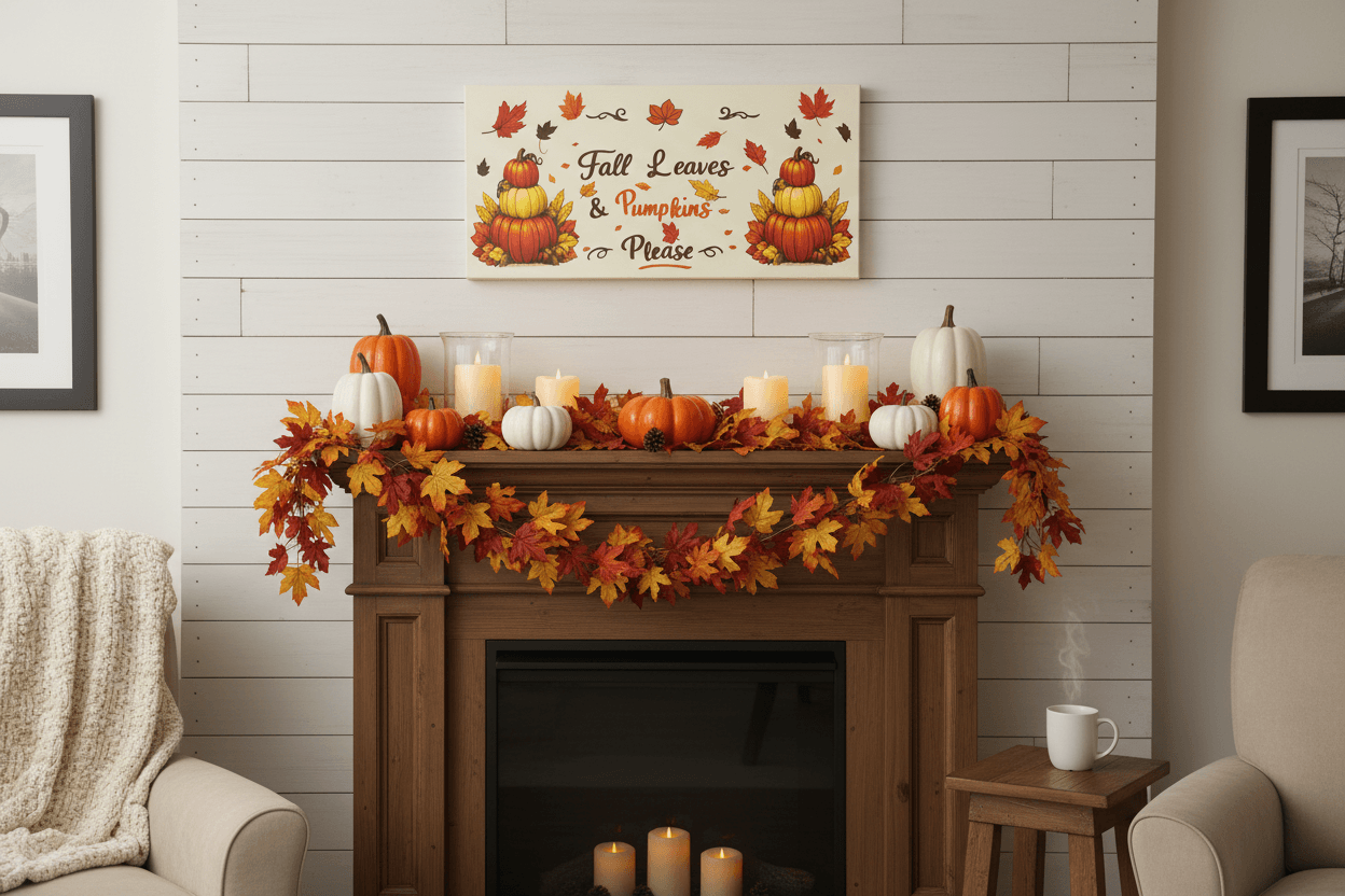 Fall Leaves & Pumpkins Please – Handmade 12x24x1 Canvas Sign - The Bargains BasementFall Leaves & Pumpkins Please – Handmade 12x24x1 Canvas Sign