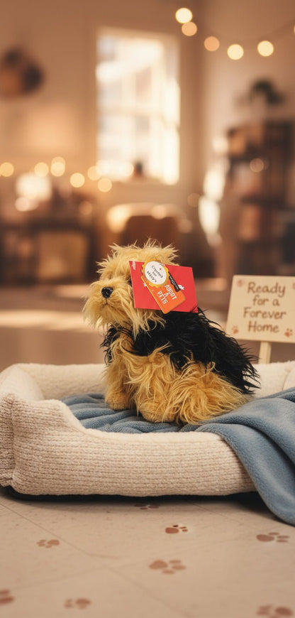 FAO Schwarz Plush Yorkie Puppy Dog Sitting Pink Bow Collar 10" Stuffed Animal - The Bargains BasementFAO Schwarz Plush Yorkie Puppy Dog Sitting Pink Bow Collar 10" Stuffed Animal