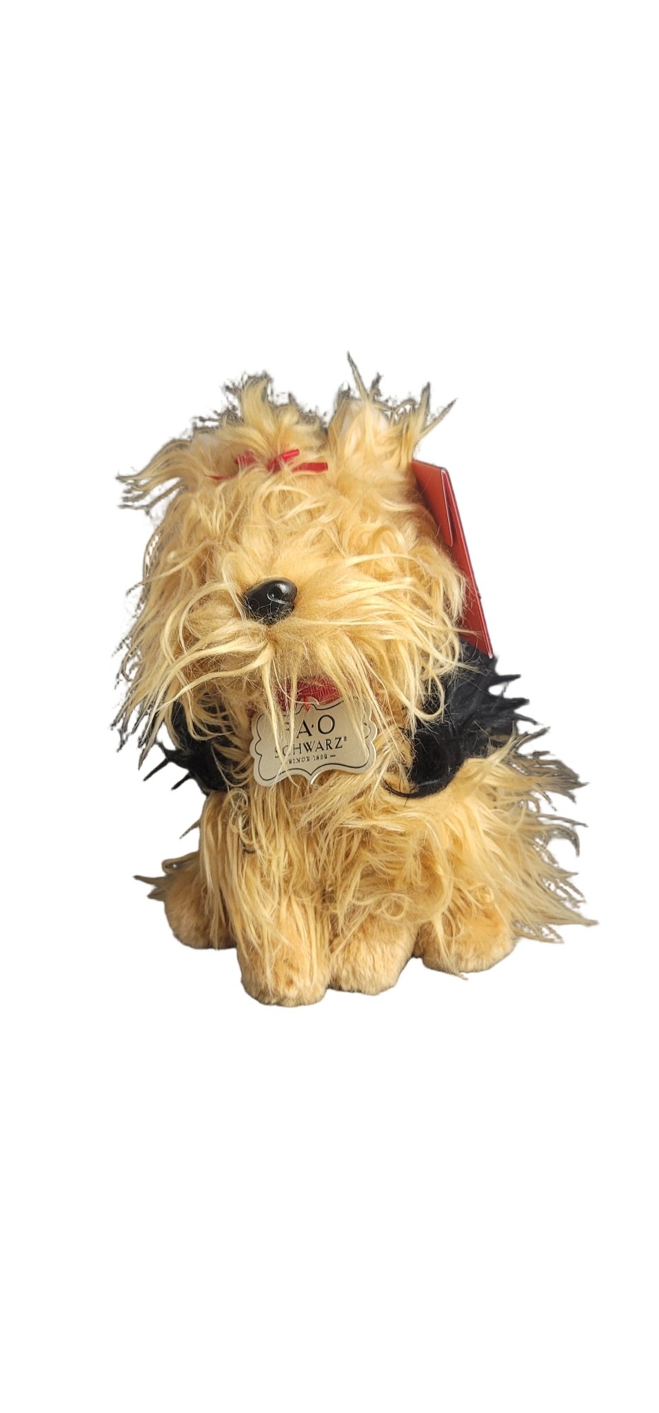 FAO Schwarz Plush Yorkie Puppy Dog Sitting Pink Bow Collar 10" Stuffed Animal - The Bargains BasementFAO Schwarz Plush Yorkie Puppy Dog Sitting Pink Bow Collar 10" Stuffed Animal