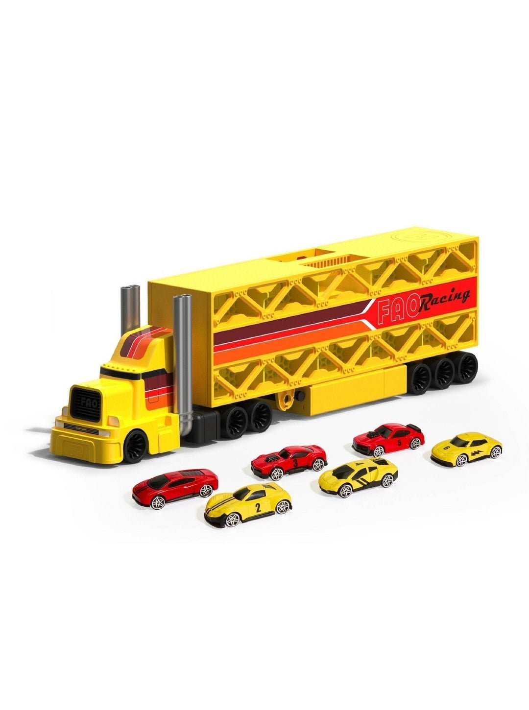 FAO Schwarz Ultimate Truck Collection Big Cab Auto Hauler Race Car Storage - The Bargains BasementFAO Schwarz Ultimate Truck Collection Big Cab Auto Hauler Race Car Storage