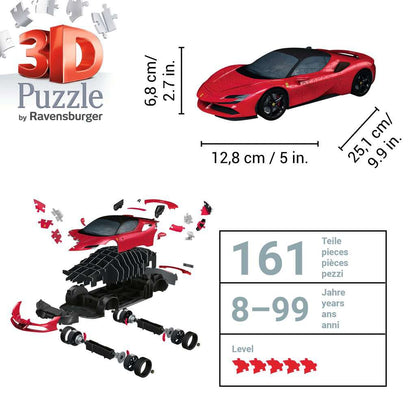 Ferrari SF90 Stradale Red 161 Piece 3D Jigsaw Puzzle Ravensburger - The Bargains BasementFerrari SF90 Stradale Red 161 Piece 3D Jigsaw Puzzle Ravensburger