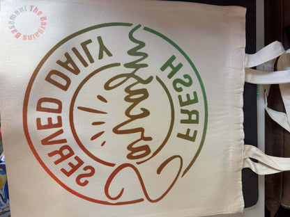 Fresh Sarcasm Served Daily – Handmade Canvas Tote Bag - The Bargains BasementFresh Sarcasm Served Daily – Handmade Canvas Tote Bag