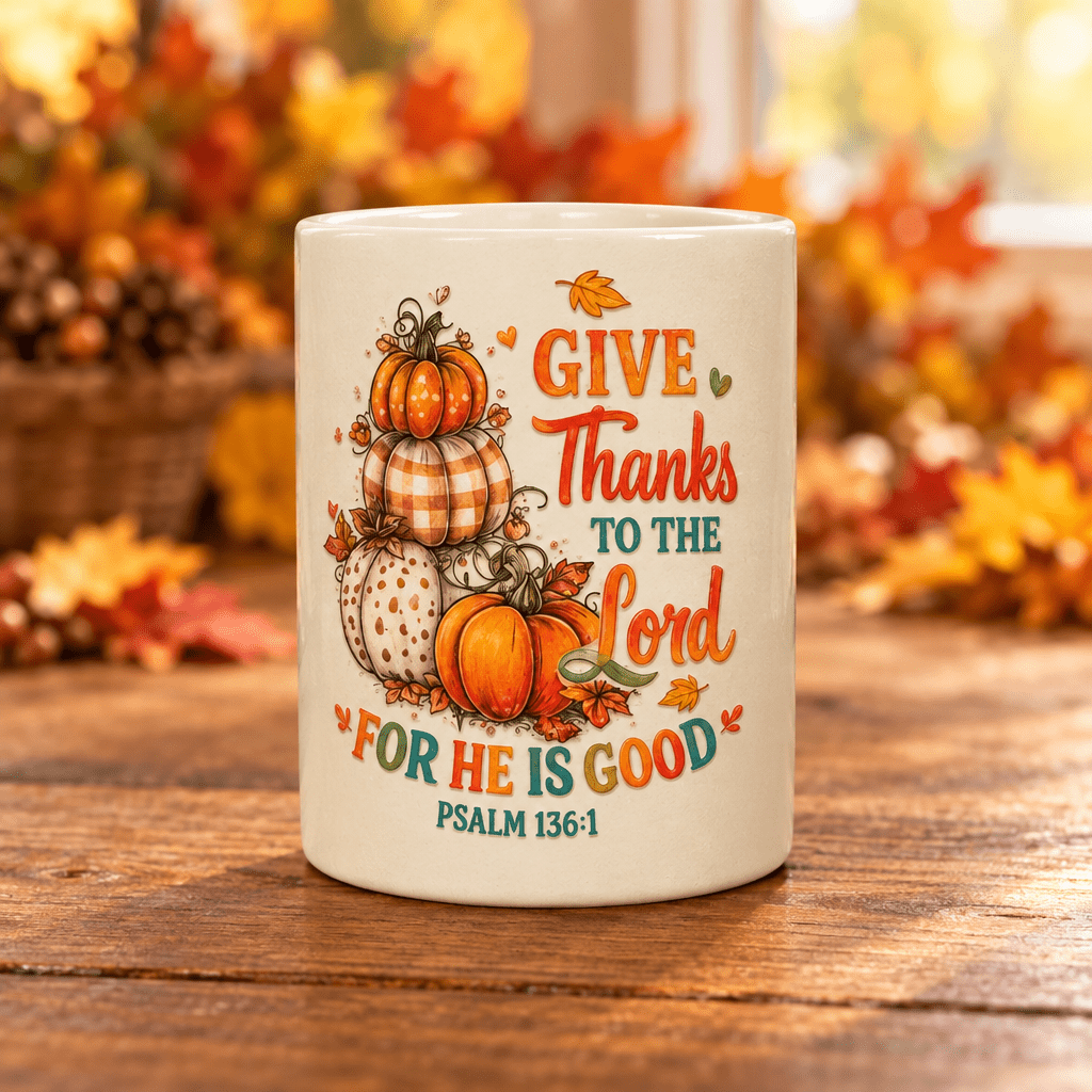 Give Thanks to the Lord Ceramic Mug with Bamboo Lid & Spoon - The Bargains BasementGive Thanks to the Lord Ceramic Mug with Bamboo Lid & Spoon