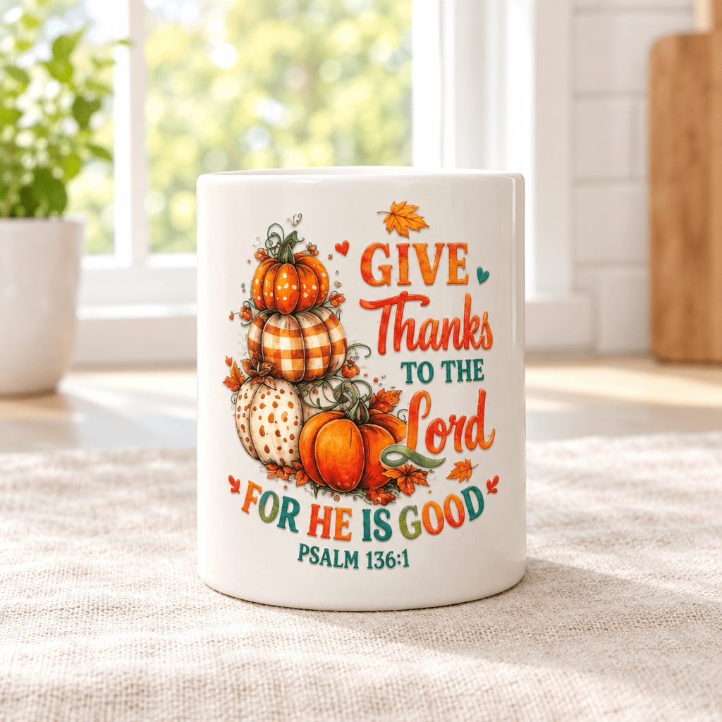 Give Thanks to the Lord Ceramic Mug with Bamboo Lid & Spoon - The Bargains BasementGive Thanks to the Lord Ceramic Mug with Bamboo Lid & Spoon