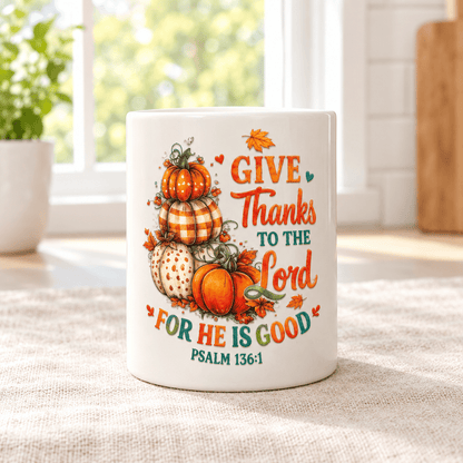 Give Thanks to the Lord Ceramic Mug with Bamboo Lid & Spoon - The Bargains BasementGive Thanks to the Lord Ceramic Mug with Bamboo Lid & Spoon