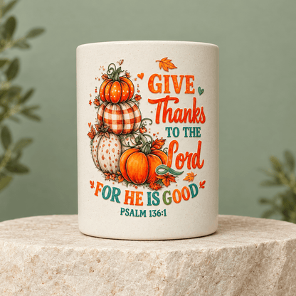 Give Thanks to the Lord Ceramic Mug with Bamboo Lid & Spoon - The Bargains BasementGive Thanks to the Lord Ceramic Mug with Bamboo Lid & Spoon