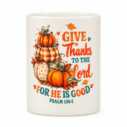 Give Thanks to the Lord Ceramic Mug with Bamboo Lid & Spoon - The Bargains BasementGive Thanks to the Lord Ceramic Mug with Bamboo Lid & Spoon