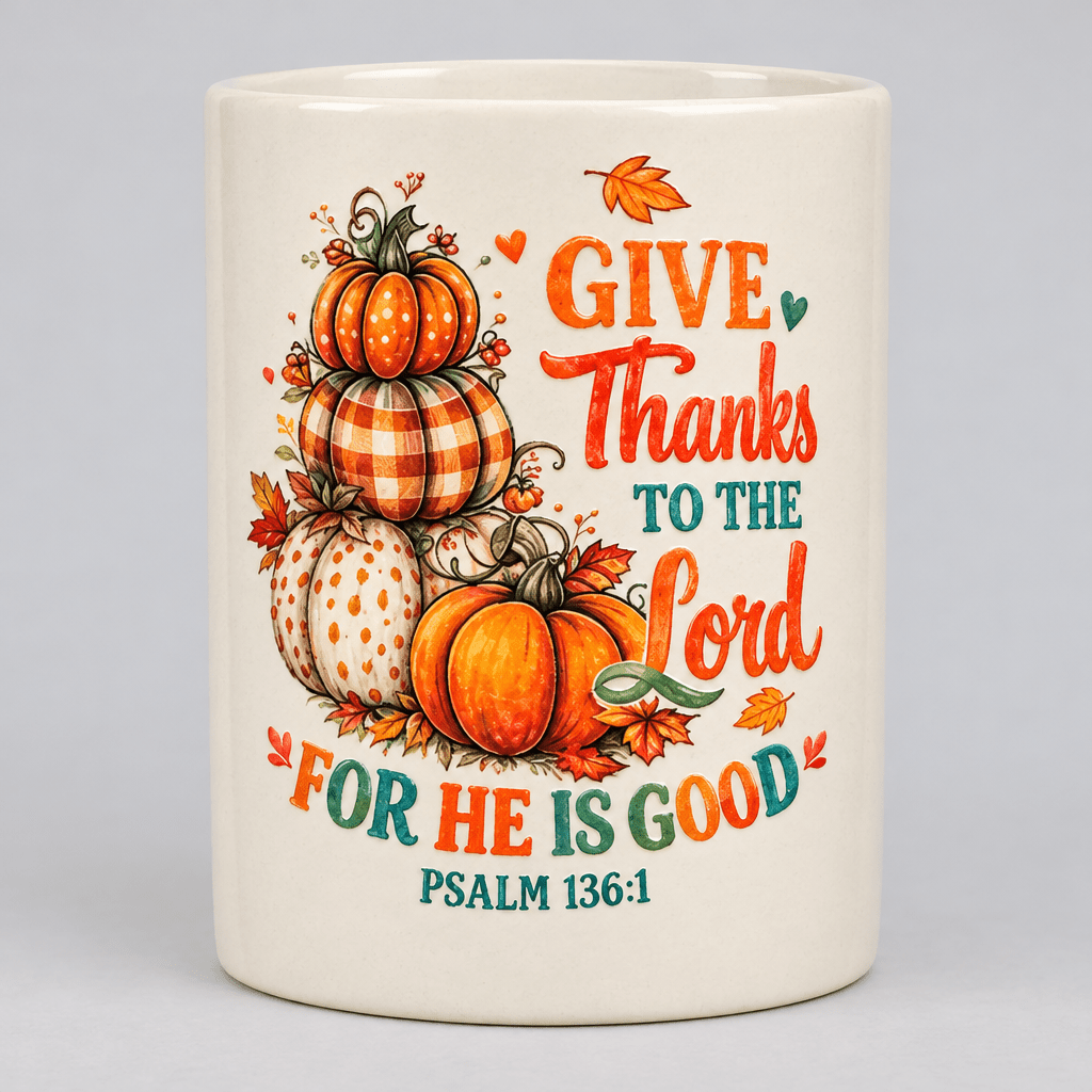 Give Thanks to the Lord Ceramic Mug with Bamboo Lid & Spoon - The Bargains BasementGive Thanks to the Lord Ceramic Mug with Bamboo Lid & Spoon