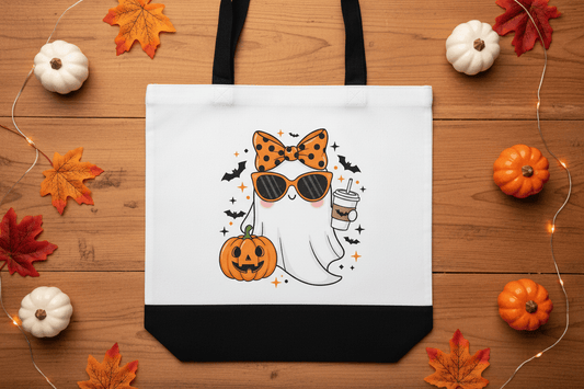 Glam Ghost Halloween Canvas Tote Bag - The Bargains BasementGlam Ghost Halloween Canvas Tote Bag