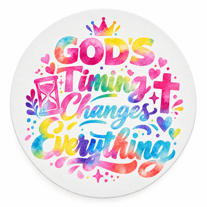 God's Timing Changes Everything | 12 Inch Round Canvas Sign – Faith Inspired Wall Decor - The Bargains BasementGod's Timing Changes Everything | 12 Inch Round Canvas Sign – Faith Inspired Wall Decor