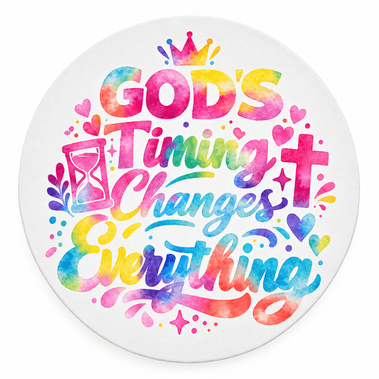God's Timing Changes Everything | 12 Inch Round Canvas Sign – Faith Inspired Wall Decor - The Bargains BasementGod's Timing Changes Everything | 12 Inch Round Canvas Sign – Faith Inspired Wall Decor