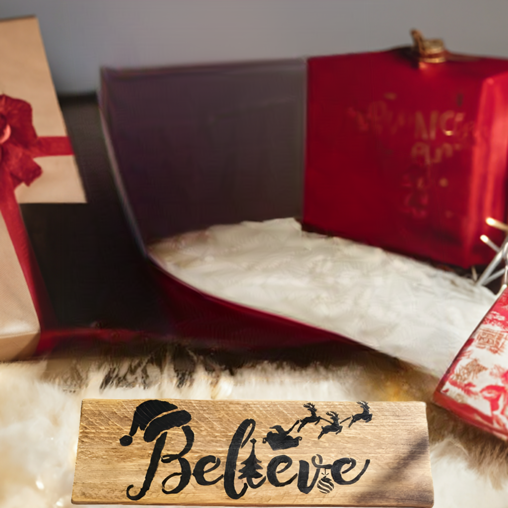 Believe handmade Christmas sign