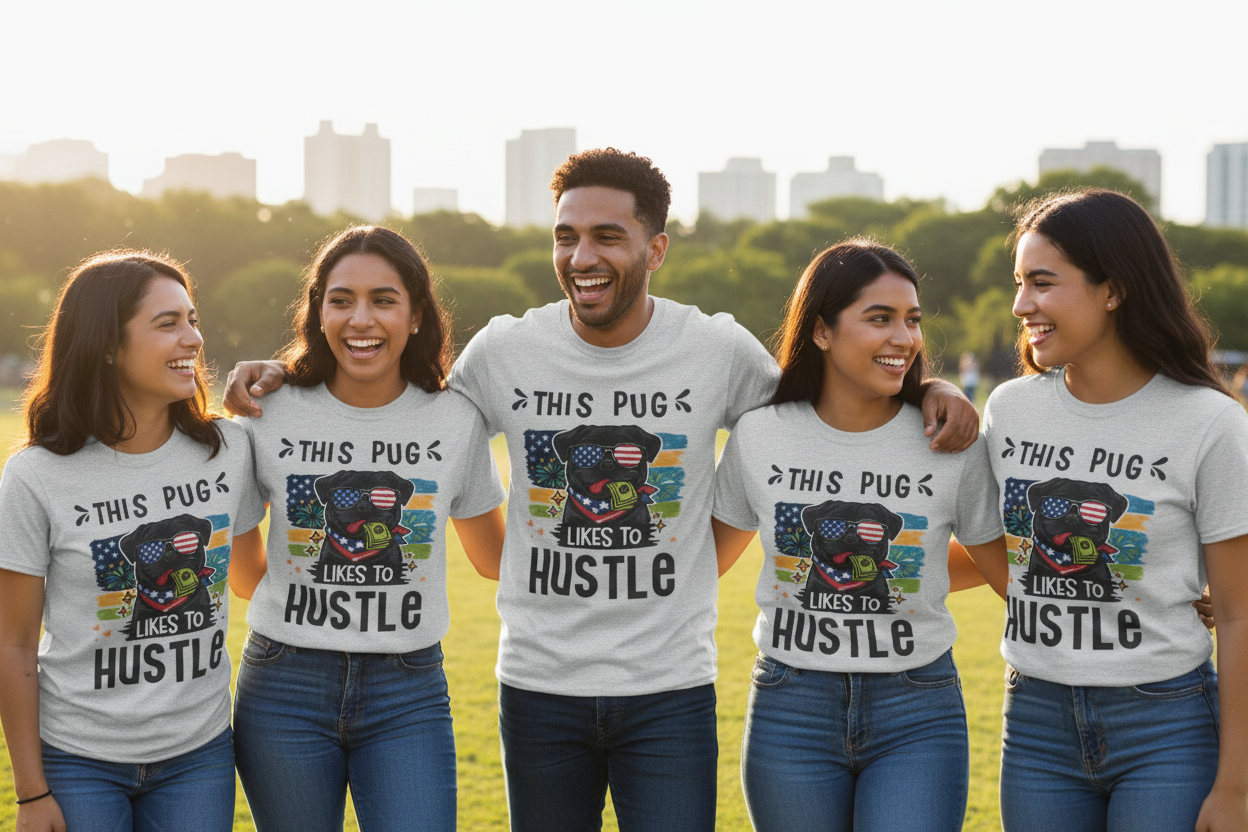 This Pug Likes To Hustle T-Shirt The Bargains Basement
