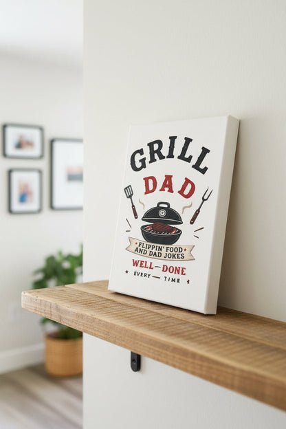Grill Dad Sign – 8x10 Canvas Wall Art Handmade - The Bargains BasementGrill Dad Sign – 8x10 Canvas Wall Art Handmade