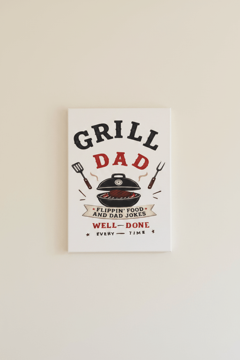 Grill Dad Sign – 8x10 Canvas Wall Art Handmade - The Bargains BasementGrill Dad Sign – 8x10 Canvas Wall Art Handmade