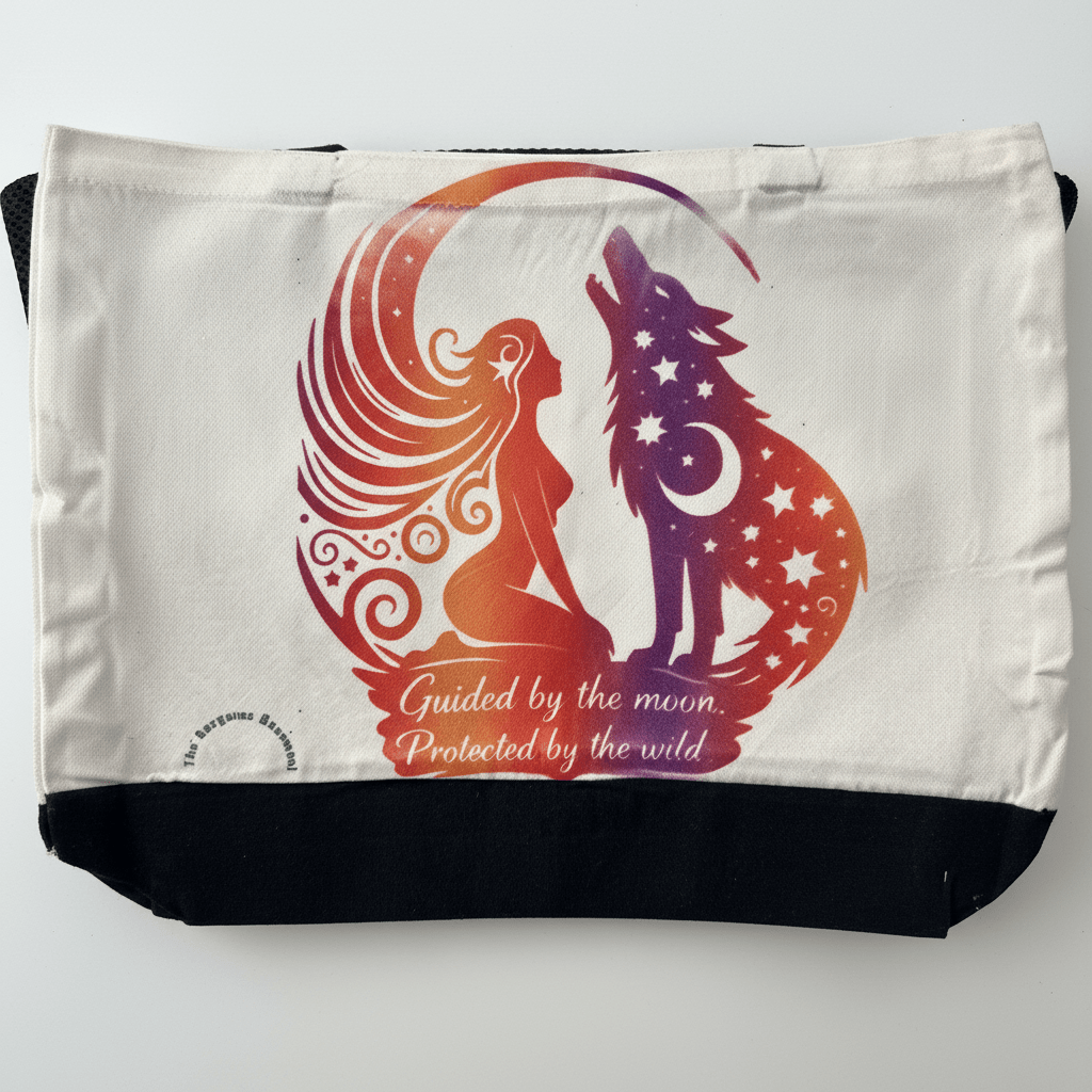 Guided by the Moon | Wolf & Moon Canvas Tote Bag | Mystical Two-Sided Design - The Bargains BasementGuided by the Moon | Wolf & Moon Canvas Tote Bag | Mystical Two-Sided Design