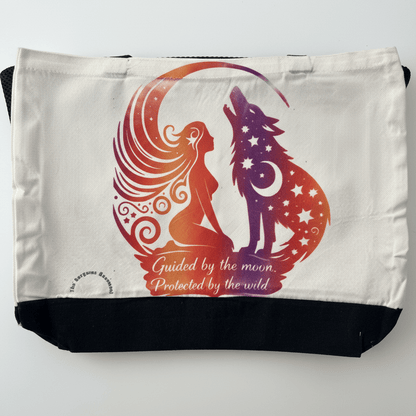 Guided by the Moon | Wolf & Moon Canvas Tote Bag | Mystical Two-Sided Design - The Bargains BasementGuided by the Moon | Wolf & Moon Canvas Tote Bag | Mystical Two-Sided Design