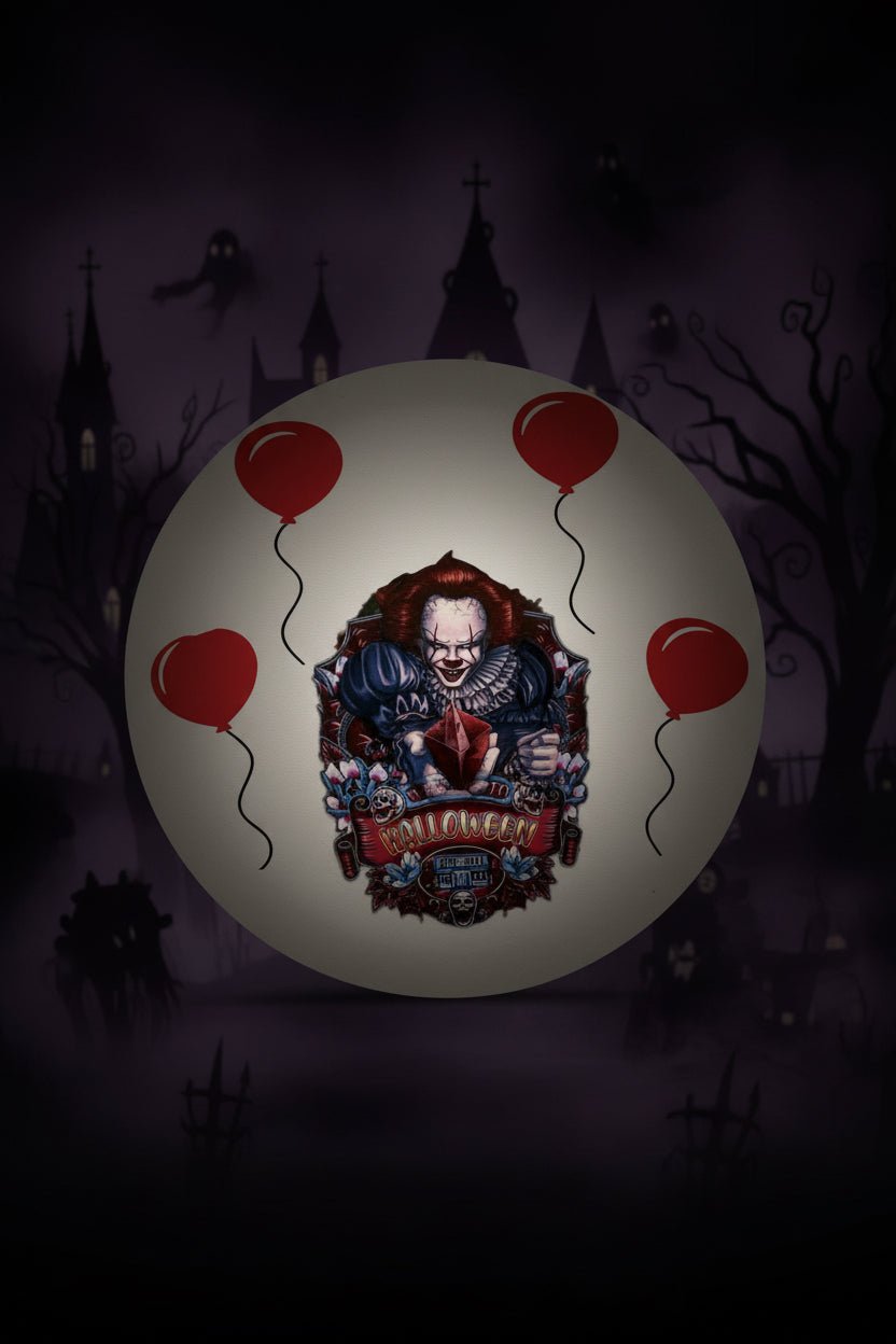 Halloween Horror Clown 16" Round Canvas Wall Hang - The Bargains BasementHalloween Horror Clown 16" Round Canvas Wall Hang