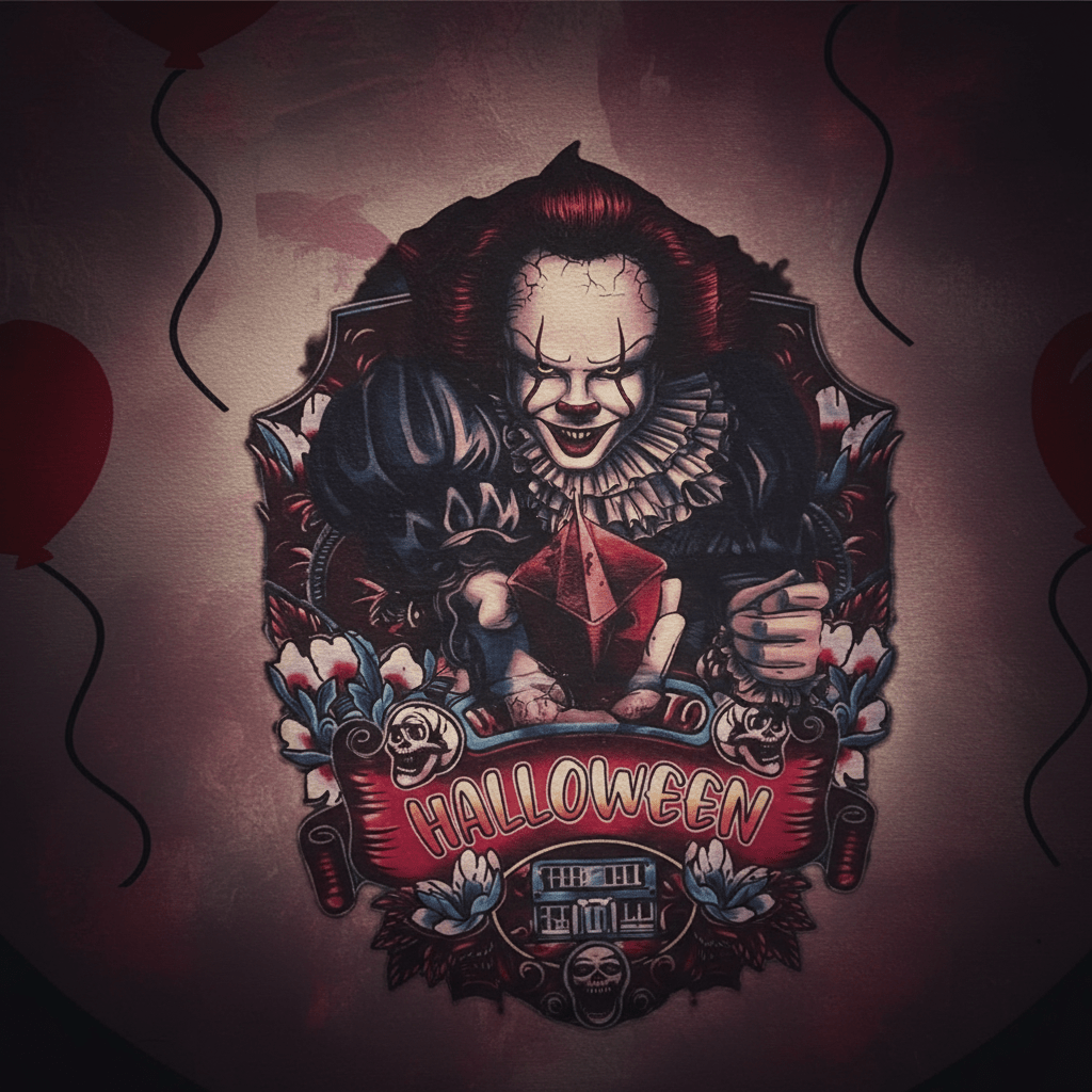 Halloween Horror Clown 16" Round Canvas Wall Hang - The Bargains BasementHalloween Horror Clown 16" Round Canvas Wall Hang
