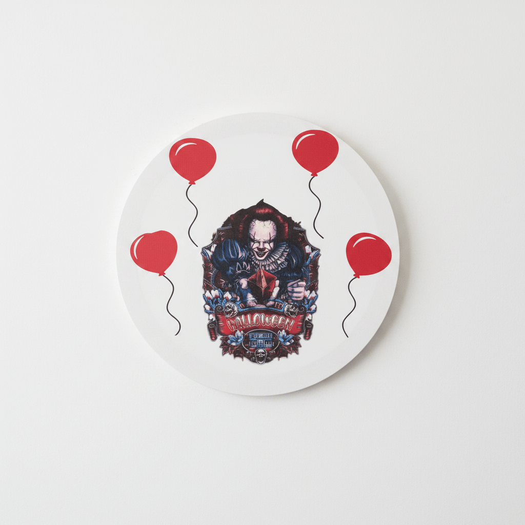 Halloween Horror Clown 16" Round Canvas Wall Hang - The Bargains BasementHalloween Horror Clown 16" Round Canvas Wall Hang