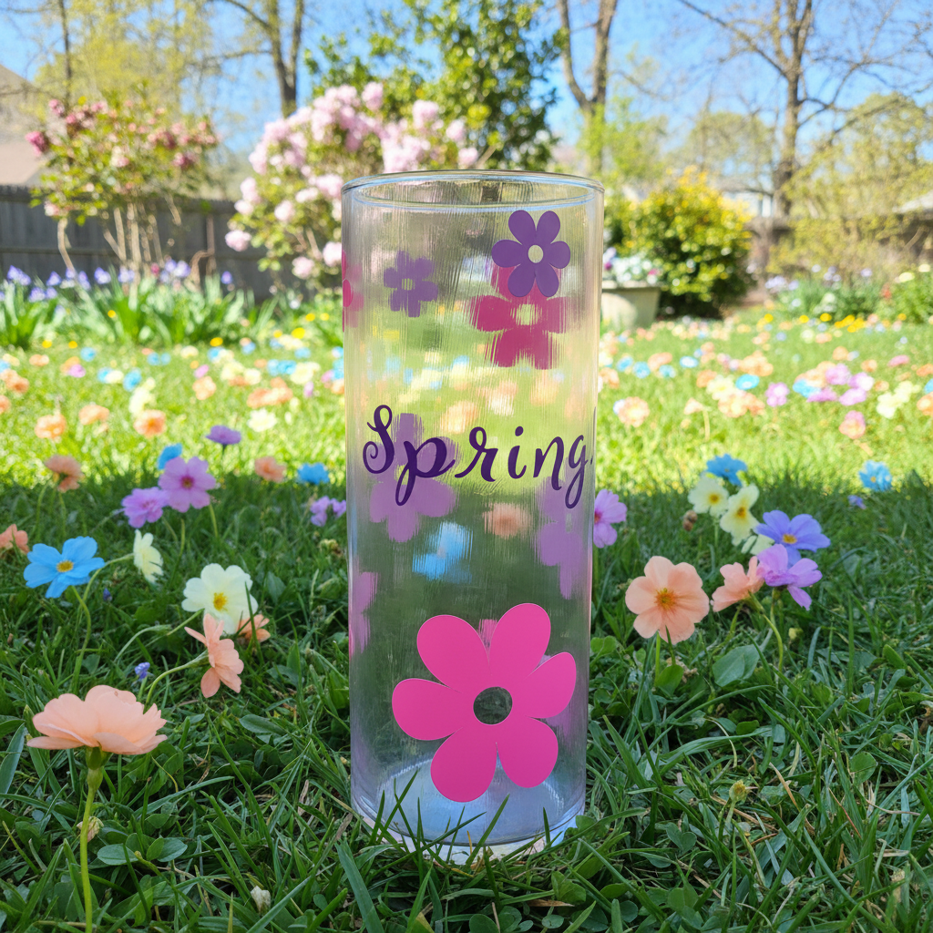 Handcrafted Spring Floral Glass Vase - The Bargains BasementHandcrafted Spring Floral Glass Vase
