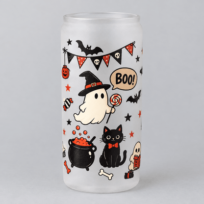 Handmade Halloween Glass Tumbler – Ghosts, Black Cats & Pumpkins - The Bargains BasementHandmade Halloween Glass Tumbler – Ghosts, Black Cats & Pumpkins
