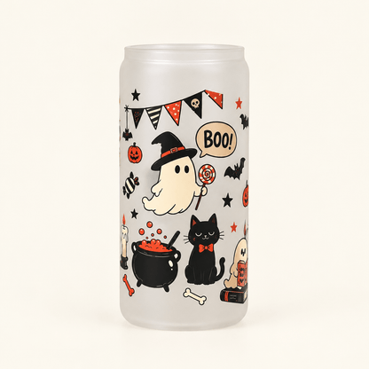 Handmade Halloween Glass Tumbler – Ghosts, Black Cats & Pumpkins - The Bargains BasementHandmade Halloween Glass Tumbler – Ghosts, Black Cats & Pumpkins