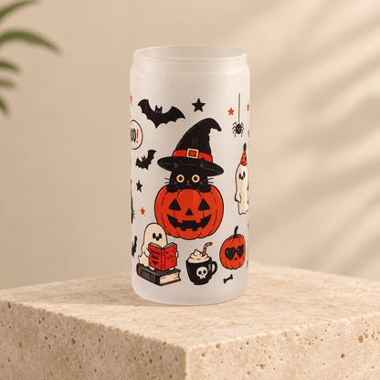 Handmade Halloween Glass Tumbler – Ghosts, Black Cats & Pumpkins - The Bargains BasementHandmade Halloween Glass Tumbler – Ghosts, Black Cats & Pumpkins