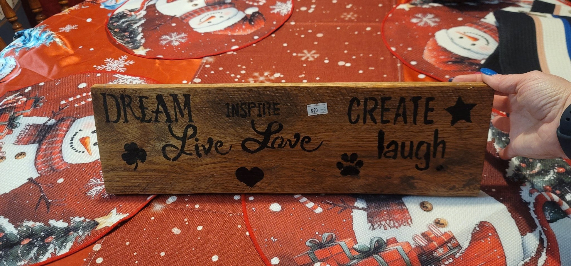 Handmade wood sign Dream, inspire, create, live, love, & laugh - The Bargains BasementHandmade wood sign Dream, inspire, create, live, love, & laugh