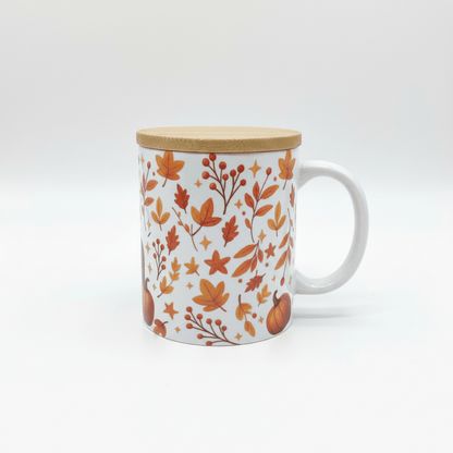 Happy Fall Mug with Bamboo Lid & Gold Spoon - The Bargains BasementHappy Fall Mug with Bamboo Lid & Gold Spoon