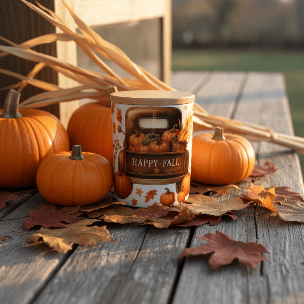 Happy Fall Mug with Bamboo Lid & Gold Spoon - The Bargains BasementHappy Fall Mug with Bamboo Lid & Gold Spoon