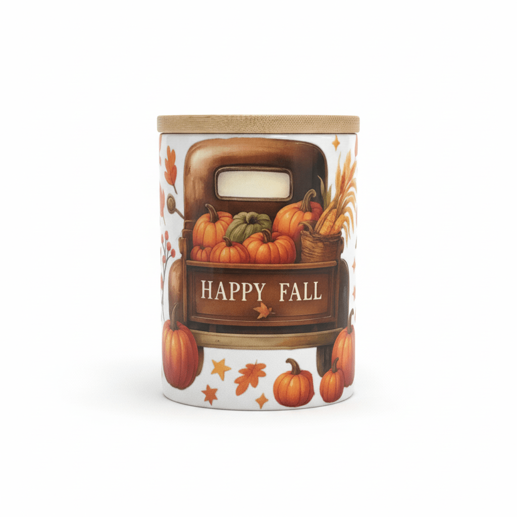 Happy Fall Mug with Bamboo Lid & Gold Spoon - The Bargains BasementHappy Fall Mug with Bamboo Lid & Gold Spoon