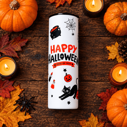 Happy Halloween 20oz Skinny Tumbler – Handmade Halloween Drinkware - The Bargains BasementHappy Halloween 20oz Skinny Tumbler – Handmade Halloween Drinkware