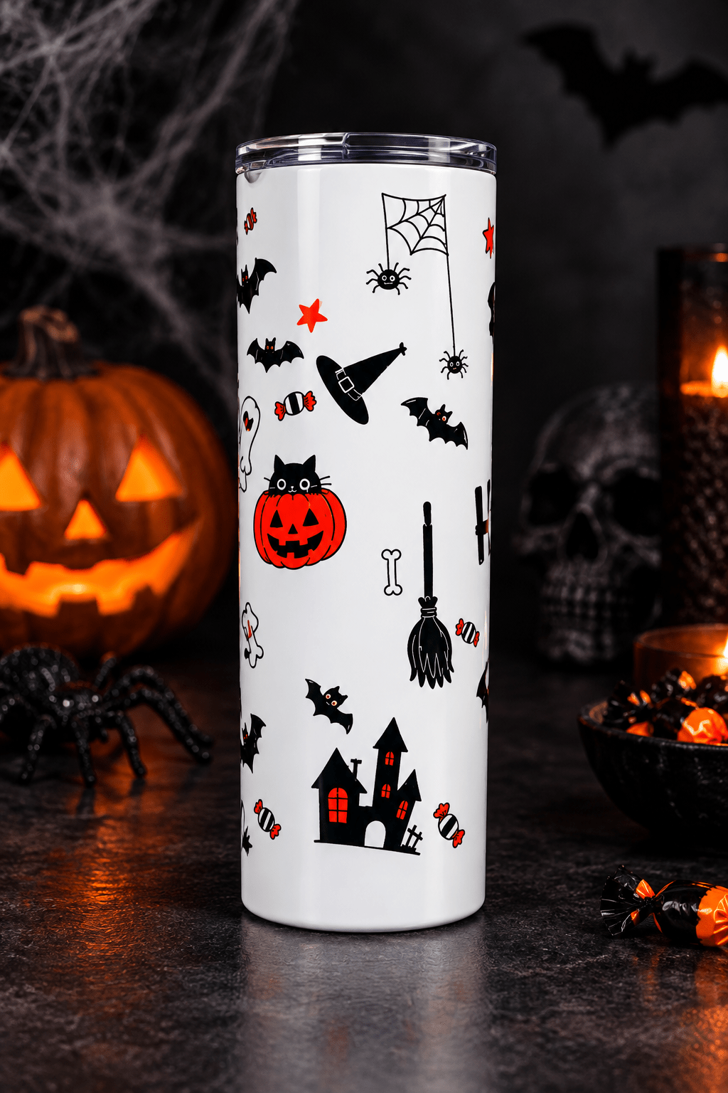 Happy Halloween 20oz Skinny Tumbler – Handmade Halloween Drinkware - The Bargains BasementHappy Halloween 20oz Skinny Tumbler – Handmade Halloween Drinkware