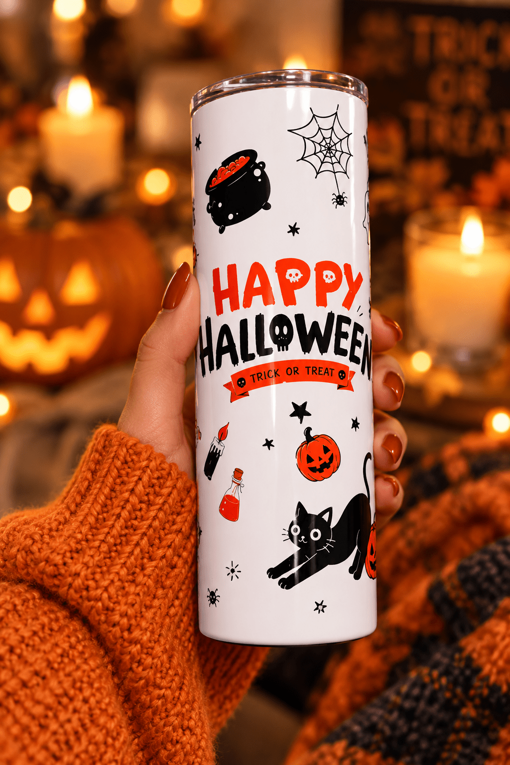 Happy Halloween 20oz Skinny Tumbler – Handmade Halloween Drinkware - The Bargains BasementHappy Halloween 20oz Skinny Tumbler – Handmade Halloween Drinkware