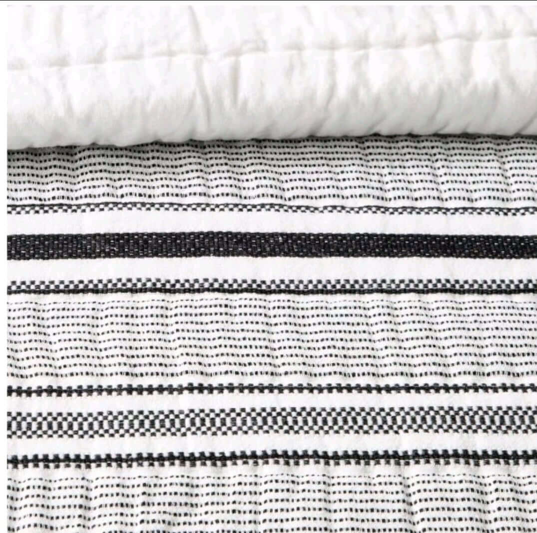 Hearth & Hand Magnolia King Microstripe Quilt Sour Cream/Railroad Gray - Full - The Bargains BasementHearth & Hand Magnolia King Microstripe Quilt Sour Cream/Railroad Gray - Full