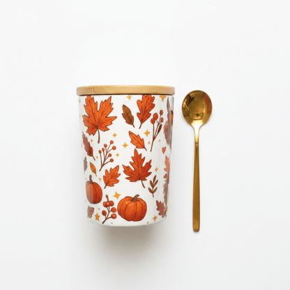 Hey Fall Highland Cow Canister & Fall Leaves Mug Set with Bamboo Lids & Gold Spoon - The Bargains BasementHey Fall Highland Cow Canister & Fall Leaves Mug Set with Bamboo Lids & Gold Spoon