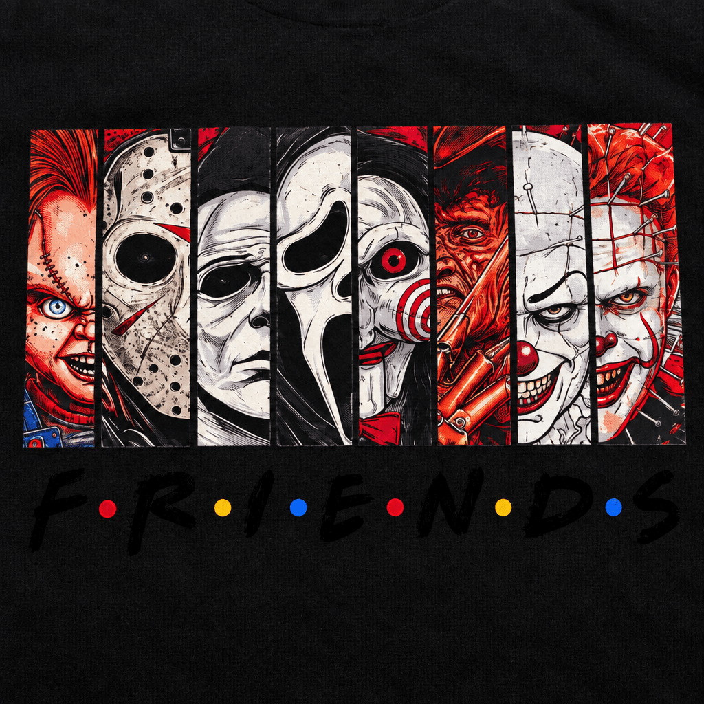 Horror Friends Graphic T-Shirt | Size Large - The Bargains BasementHorror Friends Graphic T-Shirt | Size Large