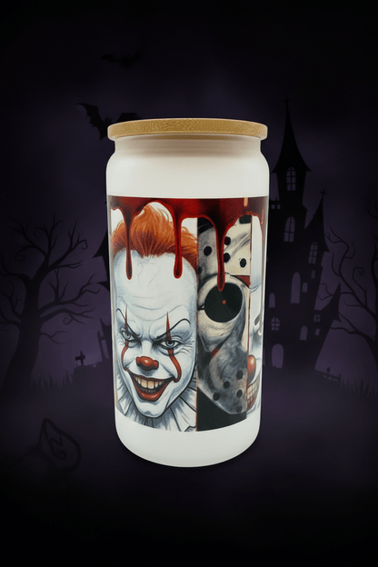 Horror Icons Glass Can Tumbler | Halloween Drinkware - The Bargains BasementHorror Icons Glass Can Tumbler | Halloween Drinkware