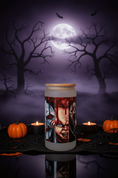 Horror Icons Glass Can Tumbler | Halloween Drinkware - The Bargains BasementHorror Icons Glass Can Tumbler | Halloween Drinkware