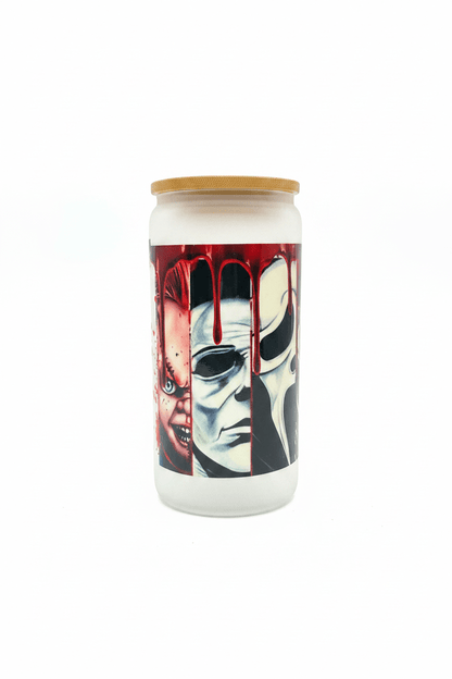 Horror Icons Glass Can Tumbler | Halloween Drinkware - The Bargains BasementHorror Icons Glass Can Tumbler | Halloween Drinkware