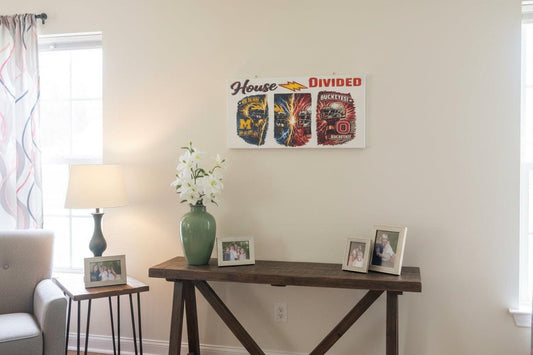 House Divided Michigan Wolverines vs Ohio State Buckeyes Canvas Sign - The Bargains BasementHouse Divided Michigan Wolverines vs Ohio State Buckeyes Canvas Sign