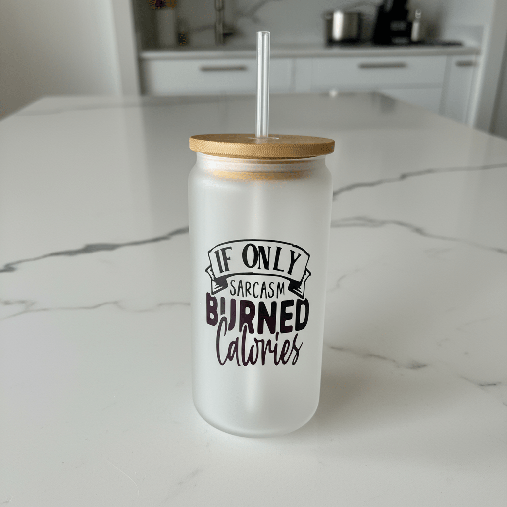 If Only Sarcasm Burned Calories Frosted Glass Can Tumbler - The Bargains BasementIf Only Sarcasm Burned Calories Frosted Glass Can Tumbler