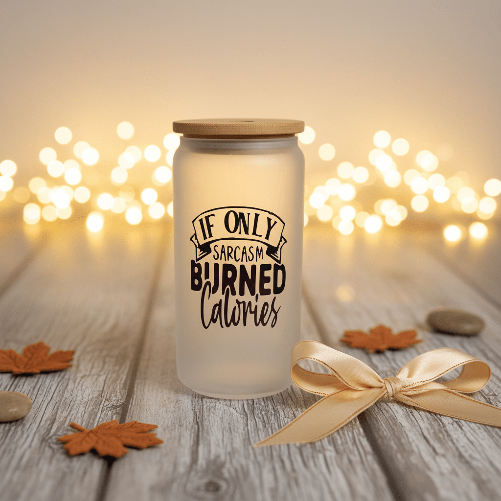 If Only Sarcasm Burned Calories Frosted Glass Can Tumbler - The Bargains BasementIf Only Sarcasm Burned Calories Frosted Glass Can Tumbler